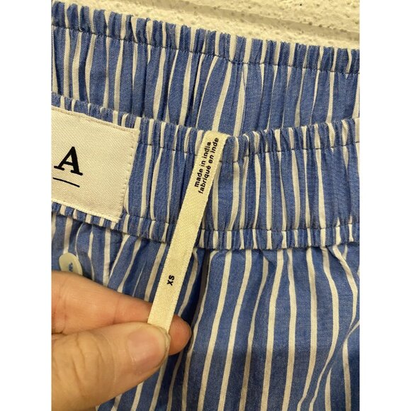 Anthropologie Wren Boxer Pants Womens XS Blue Stripe Wide Leg Elastic Waist - Picture 4 of 5